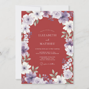 Brick Red Lavish Blossom Wedding Invitation