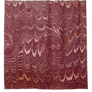 brick red marble print shower curtain
