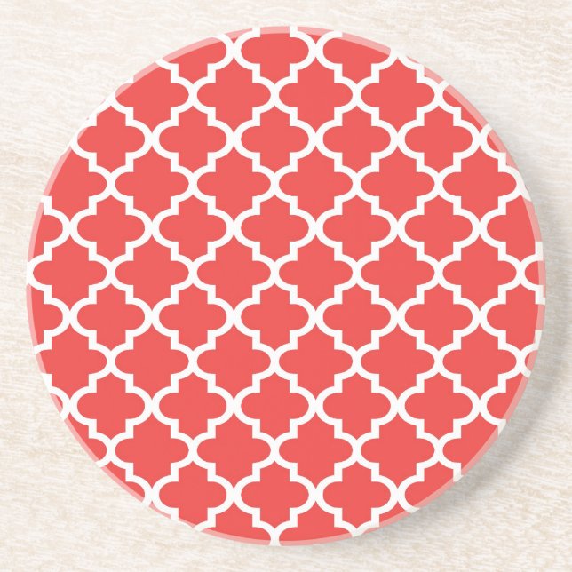 Brick red Moroccan tile pattern geometric modern Coaster (Front)
