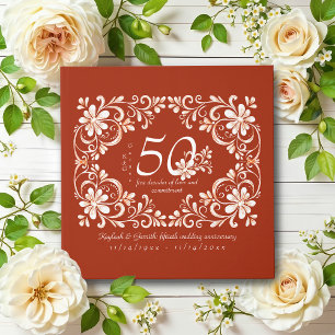 Brick Red Shabby Chic 50 Anniversary Guest Book