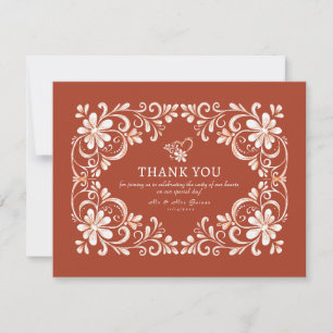 Brick Red Shabby Chic Thank You Card