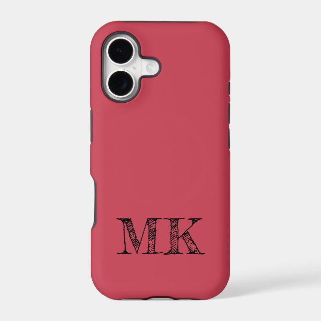 Brick Red Solid Colour | Custom Minimal Initial  (Back)