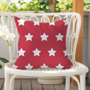 Brick Red White Star Pattern Cushion