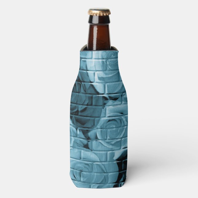 Brick Roses 01 Light Blue-Bottle Cooler (Bottle Front)