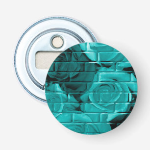 Brick Roses 03 Teal-Round Bottle Opener