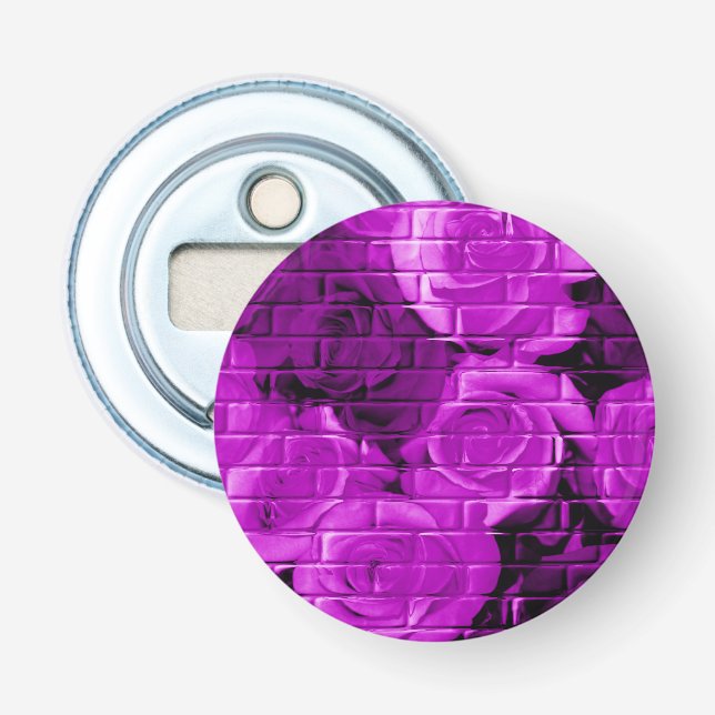 Brick Roses 04 Purple-Round Bottle Opener (Front)