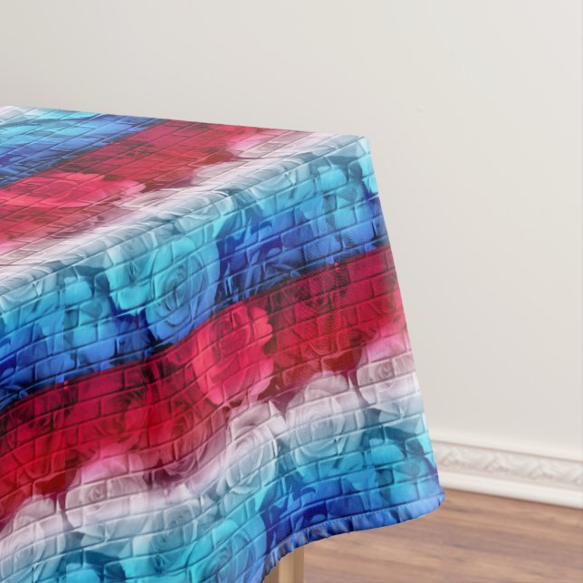 BRICK ROSES 11,RWB-52x70 COTTON TABLECLOTH (In Situ)