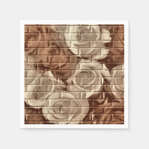 Brick Roses 13 Brown-Paper Cocktail Napkins