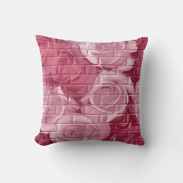 Brick Roses 14-Mauve-Square Throw Pillow (Front)
