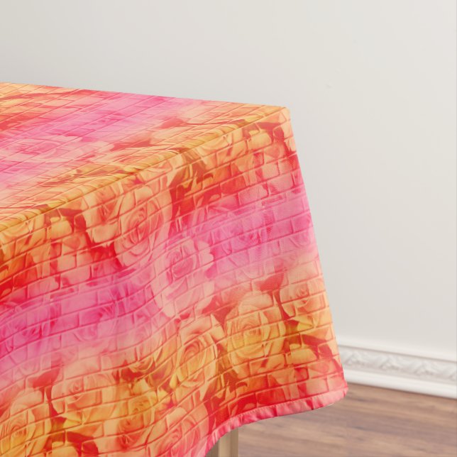 BRICK ROSES 17,PINK LEMO..-52x70 COTTON TABLECLOTH (In Situ)