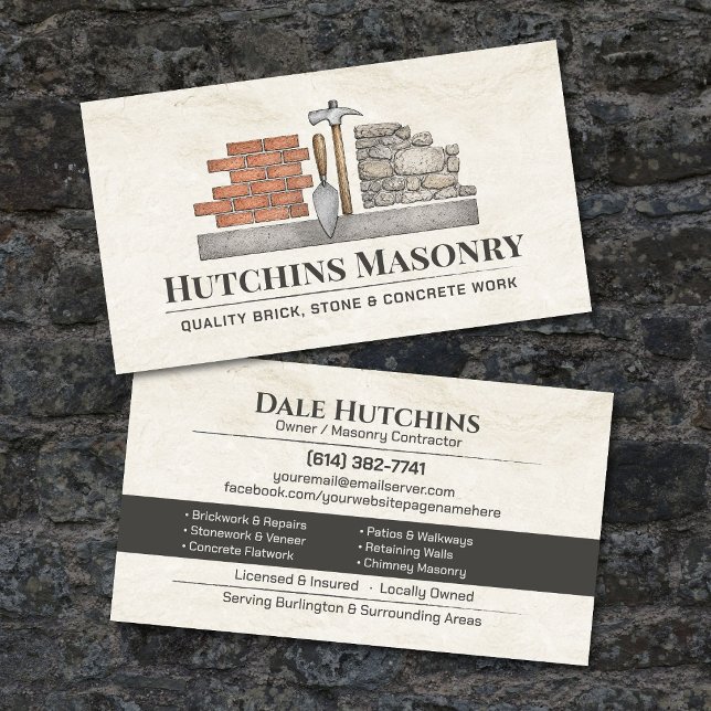 Brick Stone Concrete Masonry Contractor Business Card (Creator Uploaded)