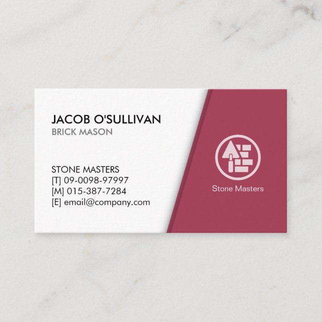 Brick Stone Mason Construction Business Card (Front)