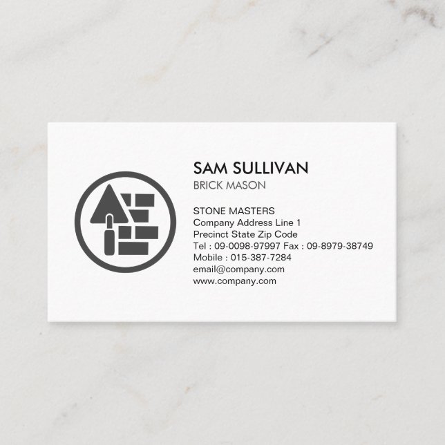 Brick Stone Mason Masonry Construction Business Card (Front)