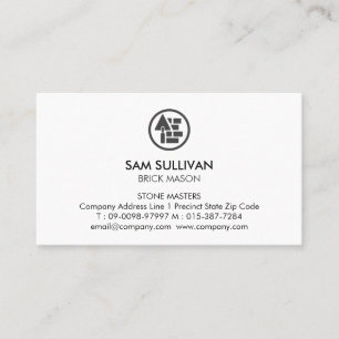 Brick Stone Mason Masonry Construction Business Card