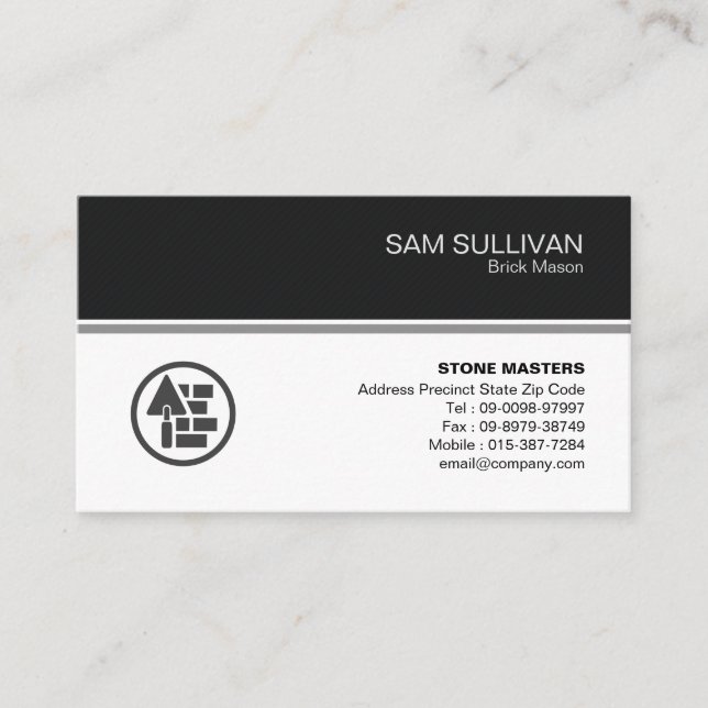 Brick Stone Mason Masonry Construction Business Card (Front)