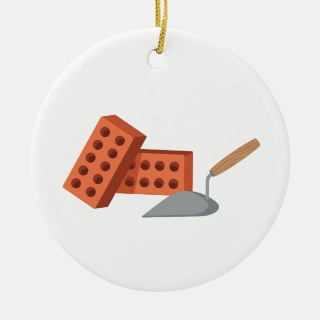 Brick & Trowel Ceramic Tree Decoration (Front)