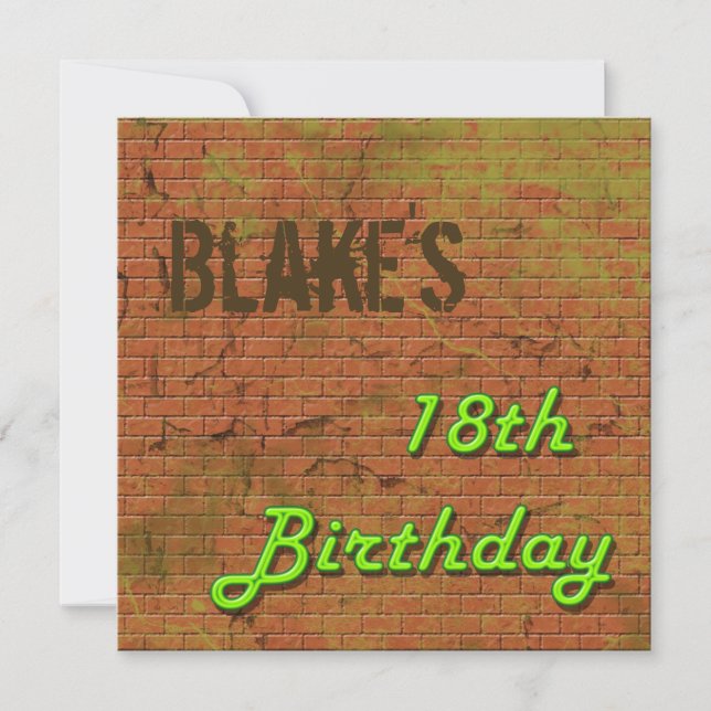 Brick Wall 18th Birthday Invitation (Front)