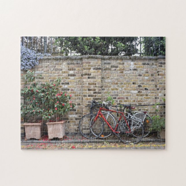 Brick Wall and Bicycles London United Kingdom Jigsaw Puzzle (Horizontal)