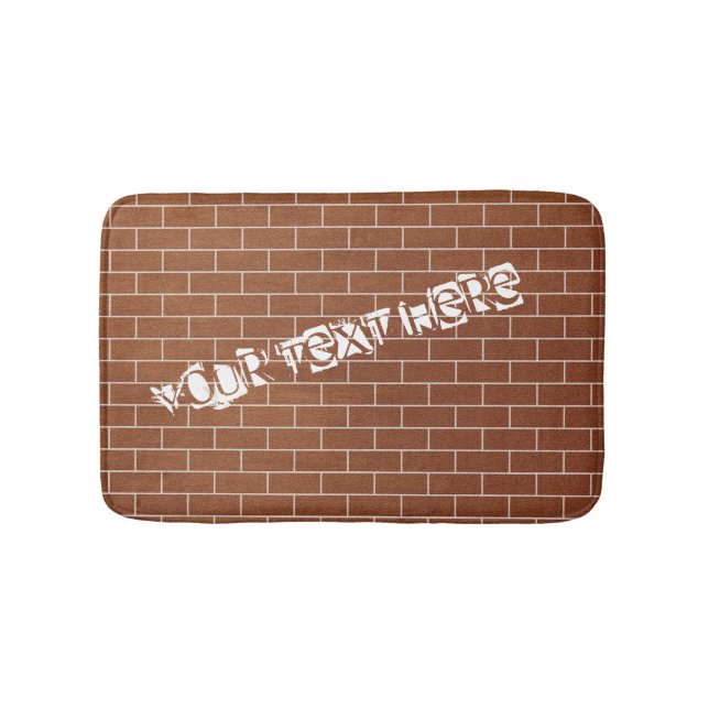 Brick Wall Bath Mat with Custom Text (Front)