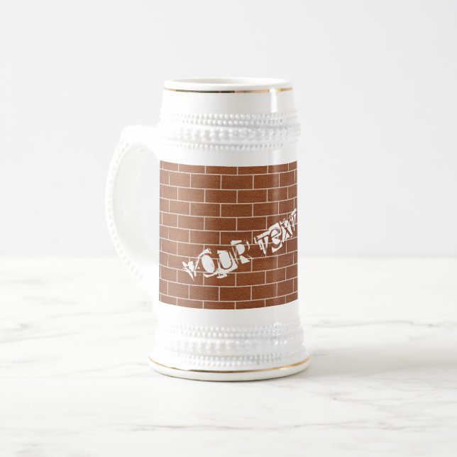 Brick Wall Beer Stein with Custom Text (Front Left)