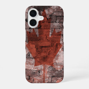 Brick Wall Canadian Flag iPhone 16 Case