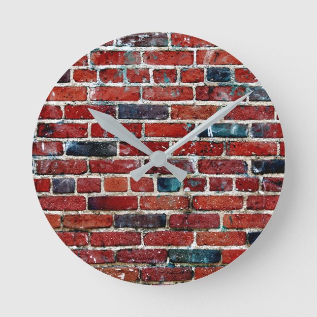Brick Wall Cool Texture Pattern Round Clock (Front)