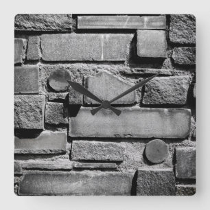 Brick Wall Cool Texture Pattern Square Wall Clock