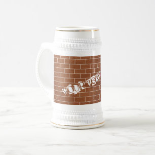 Brick Wall Design Beer Stein with Custom Text Name