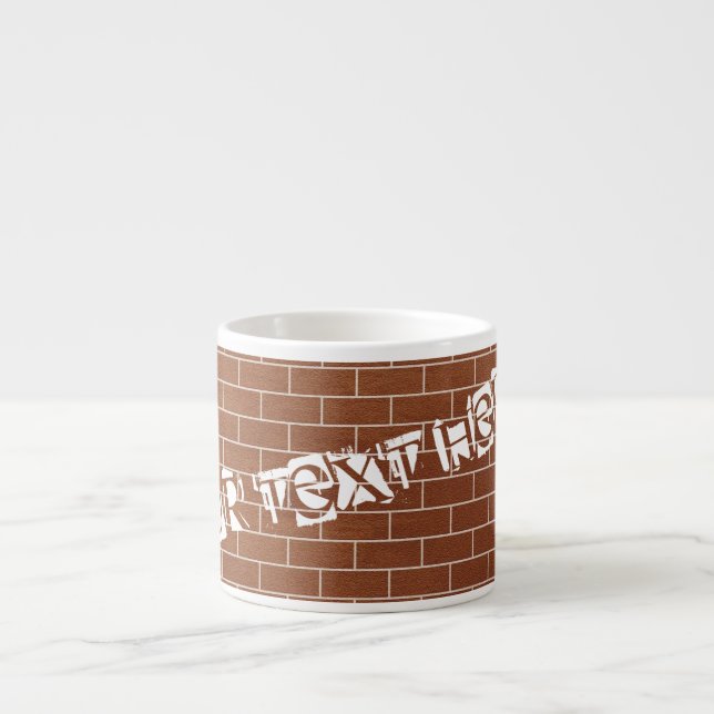 Brick Wall Espresso Cup Personalised Text (Front)