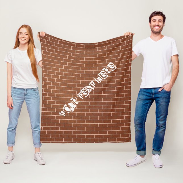 Brick Wall Fleece Blanket with Custom Text (In Situ)
