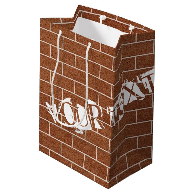 Brick Wall Gift Bags with Custom Text (Back Angled)