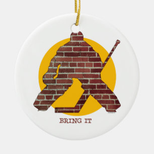 Brick Wall Goalie Ceramic Tree Decoration