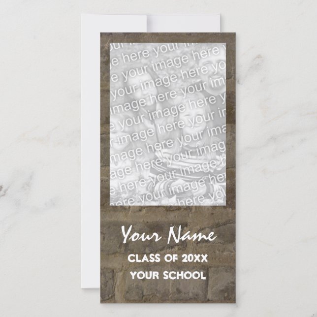 Brick Wall Graduation Announcement Photo Card (Front)