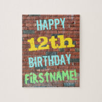 Brick Wall Graffiti Inspired 12th Birthday + Name