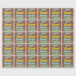 Brick Wall Graffiti Inspired 21st Birthday + Name Wrapping Paper
