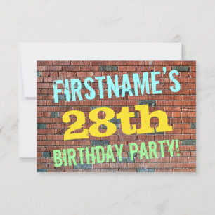 Brick Wall Graffiti Inspired 28th Birthday + Name Invitation
