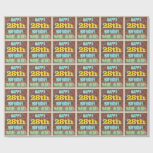 Brick Wall Graffiti Inspired 28th Birthday + Name Wrapping Paper