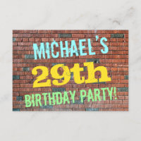 Brick Wall Graffiti Inspired 29th Birthday + Name