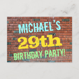 Brick Wall Graffiti Inspired 29th Birthday + Name Invitation