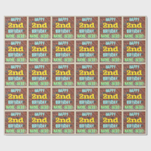 Brick Wall Graffiti Inspired 2nd Birthday + Name Wrapping Paper