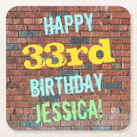 Brick Wall Graffiti Inspired 33rd Birthday + Name