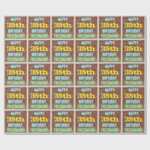 Brick Wall Graffiti Inspired 35th Birthday + Name Wrapping Paper