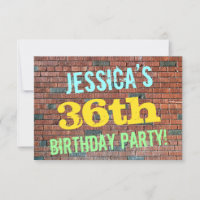 Brick Wall Graffiti Inspired 36th Birthday + Name