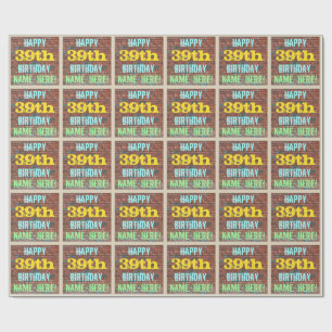 Brick Wall Graffiti Inspired 39th Birthday + Name Wrapping Paper