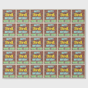 Brick Wall Graffiti Inspired 3rd Birthday + Name Wrapping Paper