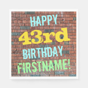 Brick Wall Graffiti Inspired 43rd Birthday + Name Napkin