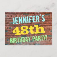 Brick Wall Graffiti Inspired 48th Birthday + Name