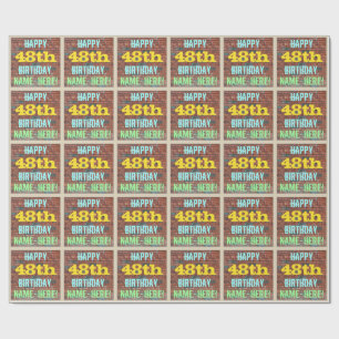 Brick Wall Graffiti Inspired 48th Birthday + Name Wrapping Paper