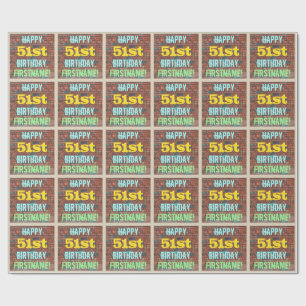 Brick Wall Graffiti Inspired 51st Birthday + Name Wrapping Paper