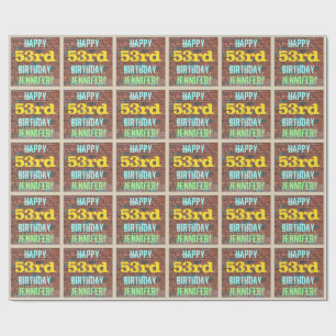 Brick Wall Graffiti Inspired 53rd Birthday + Name Wrapping Paper